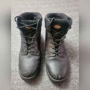 Dickies Mens Size 11 Leather Work Boots Black Lace Up Water Proof Workwear